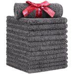 HOMEXCEL Microfiber Washcloths 12 Pack, Highly Absorbent and Soft Face Towel, Multi-Purpose Grey Wash Cloths for Bathroom, Hotel, Spa, Gym, and Kitchen, 12x12 Inch