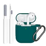 SUPFINE [2 in 1] Airpod Case Cover,Soft Silicone Protective and Airpod Cleaner Kit Compatible with Airpod 2nd & 1st Generation Charging Case(Deep Green)