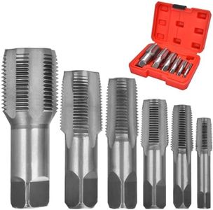 NPT Thread Forming Taps - 6 Pieces 1/8", 1/4", 3/8", 1/2", 3/4" 1" Pipe Taps Set with Storage Box Drill Bits for Cleaning or Re-Thread Damaged or Jam Pipe Threads, High-Speed Steel Material
