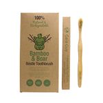 Gaia Guy Natural Bristle Bamboo Toothbrush with Boar Bristles - Totally Biodegradable and Compostable - No Nylon Toothbrushes - Zero Waste 12-Pack