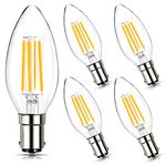 BRIMAX B15 LED Filament Candle Bulb, C35 4W Small Bayonet Light Bulb, C35 Clear Glass Bulb, AC220-240V, Equivalent to 40W, 2700K Soft Warm White Dimmable Candelabra Bulb, 5 Pack