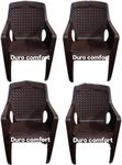 Duro Comfort Sofa Plastic Chair Set of 4 with Matt & Glossy Texture for Home, Office and Restaurant Purpose (Black Brown)