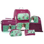 Louis Garneau Designer Kids Backpack, Pencil Cases, Lunch Box and Carryall Bag – 5-Piece Set School Supplies for Kids – Premium Durable Materials – Optimal Back and Shoulder Support (Secret Garden)