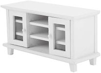 Dollhouse Wooden TV Cabinet Set, 1:12 Miniature Dolls House Furniture Dolls House Accessories Tiny Bookcase Realistic Model for Bedroom And Kitchen Kids Educational Pretend Play Toys Gift (White)
