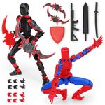 Starnearby 2PCS New T13 Assembly Completed Lucky 13 Action Figure Set, 13CM 3D Printed Titan 13 Action Figure Dummy13 with 5 Weapons & 6 Hands Sets, Kids' Presents Collectors Desktop Decorations