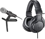 Audio-Technica ATR2100x-USB Cardioid Dynamic Microphone + ATH-M20X Professional Studio Monitor Headphones