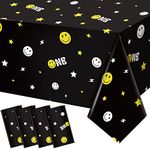 4 Pieces One Happy Dude Birthday Party Tablecloths Smile Face Tablecloth Party Decoration 54 x 108 Inch Rectangle Plastic Tablecloth Decoration Holiday Party Supplies