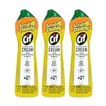 Scrub Daddy 3x Cif All Purpose Cleaning Cream, Lemon - Multi Surface Household Cleaning Cream for Glass, Chrome, Granite, Sink, Gold, Marble Countertops & More (3x 16.9oz Each)