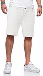 JMIERR Mens Casual 7" Cotton Linen Shorts - Button Waist Summer Beach Shorts with Pockets White