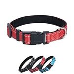 Dog Collar, Adjustable Basic Dog Collar, Nylon Reflective Padded Collar with Safety Buckle, Durable Pet Collars for Puppy Small Medium Dogs, 2 cm Width, Red, S