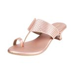 Metro Women Rose Gold Kitten Heel Fashion Slip-on UK/7 EU/40 (35-18)