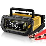 26 AMP Car Battery Charger, 6V/12V/24V Lead-Acid, Lithium, LiFePo4 Smart Battery Charger, Large Screen Trickle Charger, Fully Automatic Chargers and Maintainer for Car, Motorcycle, Lawn Mower