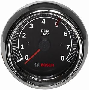 Bosch SP0F000018 Sport II 3-3/8" Tachometer (Black Dial Face, Chrome Bezel)