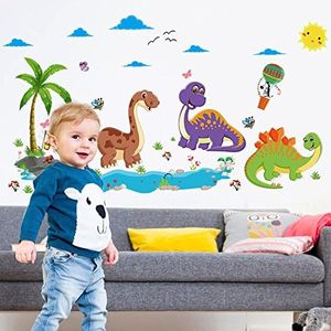 Wallpark Dibujos animados Dinosaurio Mundo Desmontable Pegatinas de Pared Etiqueta de la Pared, Bebé Niños Hogar Infantiles Dormitorio Vivero DIY Decorativas Adhesivo Arte Murales