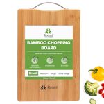 Rusabl Bamboo Wooden Chopping Board (30 X 20 cms, 1.8 cm Thickness, Small) Comes with Metal Handle, Vegetable Cutting Board for Kitchen Items, BPA Free, Eco-Friendly, Anti-Microbial