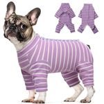 Kuoser Dog Onesie Recovery Suit, Puppy Long Sleeve Bodysuit After Surgery Shirt for Shedding Skin Disease Wound Protection, Pet Pajamas Anti-Licking Cone Alternative for Small Medium Cats Dogs