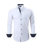 ALEX VANDO Mens Dress Shirts Regular Fit Long Sleeve Men Shirt(White,Small)