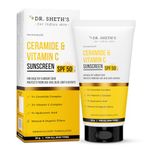 Dr. Sheth's Ceramide & Vitamin C Sunscreen SPF 50+ PA++++ | With 2% Vitamin C Complex, 1% Ceramide | In-Vivo Tested | For Bright Skin & Healthy Glow | Non-Greasy & No White Cast, Quick-Absorbing | UVA/B & Bluelight Protection | Unisex | For All Skin Types | 50 g