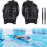 BOOSTEADY Swim Paddle Hand, Swim Training Hand Paddles with Adjustable Straps, Swimming Hand Paddles for Women and Men (1 Pair )-Black (9.4" x 6.5")