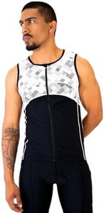 SLS3 Tri Top Men - Sleeveless Mens Triathlon Top – PRO Premium FX Material - 3 Pocket Triathlon Shirts for Men (White, Small)