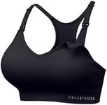 HOFISH Women’s Seamless Support Nursing Bra Medium Impact Maternity Nursing Sports Bras Full Bust Breastfeeding Bra Fit Wearable Pumps Pregnancy Postpartum Must-Have Black M