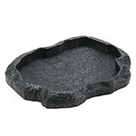 Reptile Rock Food Dish, Tortoise Feeder, Lizard Water Dish, Resin Reptile Water Dish, Resin Rock Feeding Plate Vivarium Food Water Dish Bowl for Tortoise Lizard Iguana Snake(M-Green)