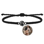 Nergaebe Custom Photo Bracelet for Men Women Personalised Photo Projection Bracelet Circle Photo Bracelets with Picture Inside Adjustable Braided Bracelet for Girls Boys