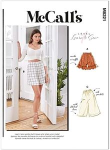 McCall's Misses' Elastic Waist Shorts Sewing Pattern Kit, Code M8221, Sizes XS-S-M, Multicolor