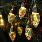 6.6FT Christmas Vintage Decor String Light - 10LED Snow Globe Bulbs String Lights with Tree & Snow & Cute Ornaments Christmas Indoor decorations for Home Patio Mantel Fireplace Xmas Tree Decoration