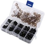 Yosoo 100pcs Plastic Safety Toy Eyes for Toys Puppet Teddy Bear Doll Animal Crafts 6-12mm Black with Gasket