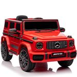 Kids Republic Licensed AMG G63-12V Electric Ride-On Car for Kids with Parental Remote Control, LED Lights, Leather Seat, and MP3 Player (High Door, Red)