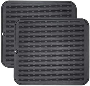 ZLR 2 Pcs Silicone Dish Drying Mats for Kitchen Counter, Eco-Friendly Quick Dry Dish Mat, Easy Clean Multi Usage Drying Matt, Heat Resistant Trivet, 16" x 18" XL, Black
