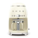 Smeg DCF02CRUK Drip Coffee Machine, Auto-Start Mode, Reuseable Filter, Digital Display, Anti-Drip System, Aroma Intensity Option, 1.4 Litre Tank, Cream