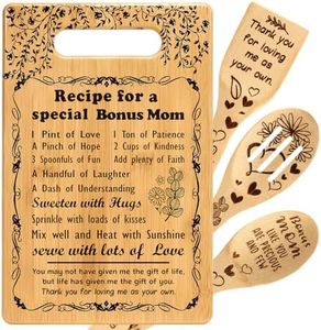 Great Gifts for Bonus Mom from Daughter Son Dad Best Bonus Mom Ever Gifts Christmas Birthday Gifts for Bonus Mom Bonus Mother New Mom Stepmom Kitchen Present Cutting Board Set to My Mom