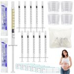 50 Pcs Colostrum Collector Set 1ml Breast Milk Collector Milk Catcher with 60 Stickers 1 Collection Bag and 4Pcs 20ml Measuring Cups Colostrum Collection Gift Set Colostrum Harvesting Kit for Breastfeeding