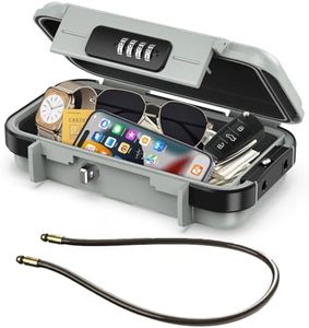 LOFICOPER Portable Safe Box, 4 Digit Combination Security Case, Waterproof Travel Lock Box, Small Beach Safe with Removable Chain, for Sports, Travel, Home, Office, Grey