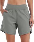 Willit Women's Swim Board Shorts UPF 50+ High Waisted Swimming Shorts with Liner Pockets 7" Gray Size 12