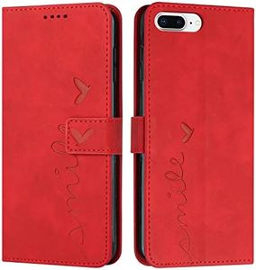 EATCYE Cover per iPhone 6S Plus / 6 Plus (5,5 Pollici), Flip Libro Libretto Custodia in Pelle PU per iPhone 6S Plus/6 Plus [Protezione Completa] [Slot per Scheda] [Funzione di Supporto] (#Rosso)