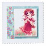 3dRose qs_25822_5 Anime Girl-Quilt Square, 14 by 14-Inch