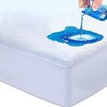 Linens World 100% Cotton Kingsize Mattress Protectors King Size-Non-Allergenic & Breathable King Size Mattress Protector Non-Noisy Washable Waterproof Mattress Protector King Size (150x200cm)