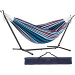 Vivere, Denim Double Cotton Hammock with Space-Saving Steel Stand including Carrying Bag