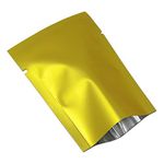 200 Pcs 6x9cm (2.4"x3.5') Gold Open Top Matte Aluminum Bags Mylar Foil Food Saver Package Bag Vacuum Sealer Food Grade Pouches Powder Spice Coffee Tea Snack Foil Wrapper Food Storage Packing Bag