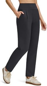 G4Free Dress Pants for Women Stretchy Yoga High Waist Tapered Front Pleated Trousers with Pockets Business Casual Work (Black,XS,Petite)