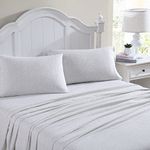 Laura Ashley Home - King Sheets, Cotton Flannel Bedding Set, Brushed for Extra Softness & Comfort (Chelsie Vine Grey, King)