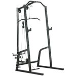 Soozier Power Cage, Multi-Functional Power Rack with Cable Pulley System, 15-Level Squat Rack, Pull up Stand and Push up Stand, for Home Gym Workout