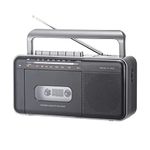 Portable Cassette Tape Player and Recorder with AM FM Radio, LED Power Indicator, Handheld, Loud Speaker,Microphone,3.5mm Earphone Jack,Powered by AC or C Batteries for Gift,Home