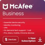 McAfee Security for Business 2024 | 5 Devices | Amazon Exclusive | Antivirus Internet Security Software | VPN, Password Manager, 1 Tech Support Call | 1 Year Subscription | Download Code