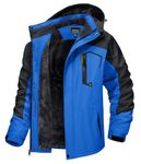 TACVASEN Men's Mountain Jacket Fleece Climbing Snow Ski Jacket Winter Snowboarding Windproof Softshell Jacket Waterproof Hoodie, Blue, S