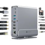 Portronics MPort Vault Pro 15-in-1 Type-C Metal Docking Station, Dual 4K@30Hz HDMI, 8K@30Hz DP, Triple Display Outpt, 100W PD, USB 3.2 & 3.0, 1000M Ethernet, SD/microSD 3.0 Slots