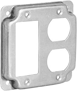 Airmont Products AP-12099, 4" Square Decora Switch and Duplex Receptacle Electrical Box Cover, 1/2" Raised, Exposed Work, Galvanized Steel, Crushed Corners, 2-Gang